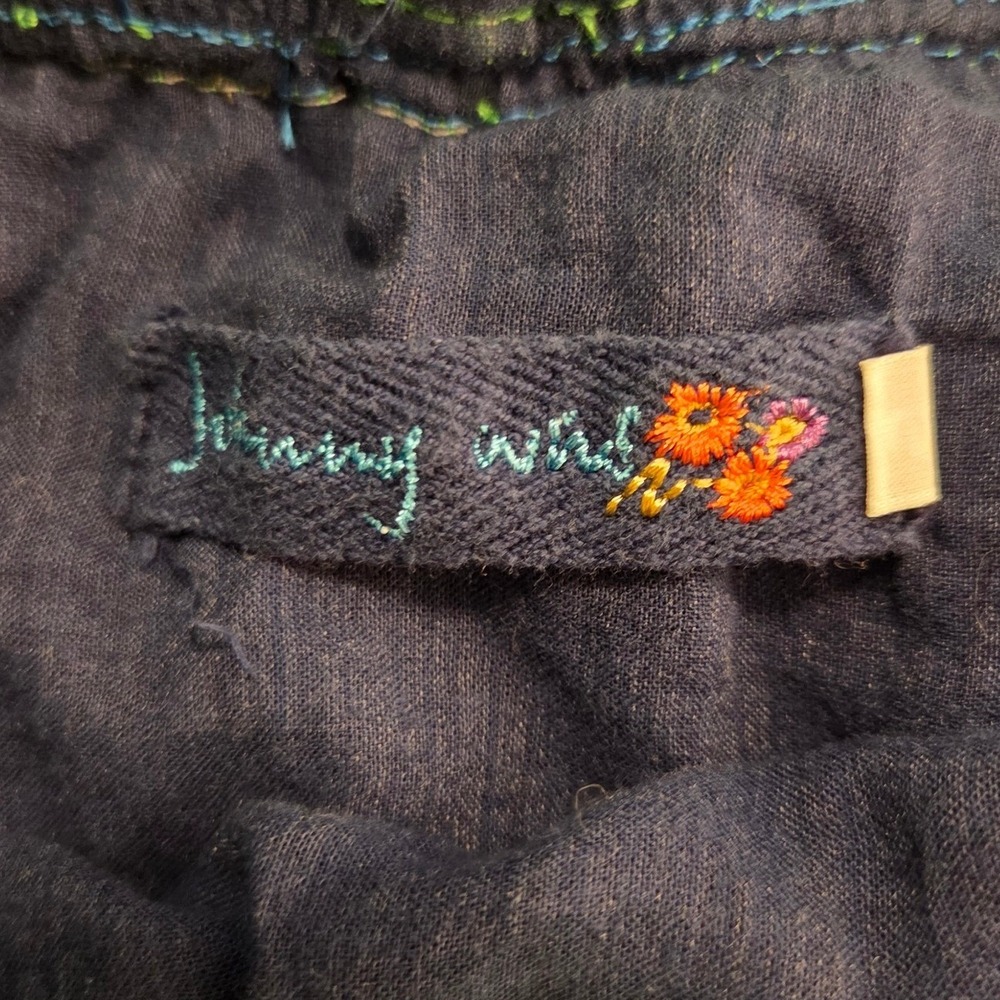 Johnny Was Embroidered Floral‎ Rayon Skirt Black Boho Stretch Waist Small Y2K - Picture 2 of 7